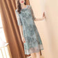 Summer High Quality Floral Chiffon Silk Dresses Fashion Vintage Plus Size Midi Dress Elegant Women Bodycon Vestidos