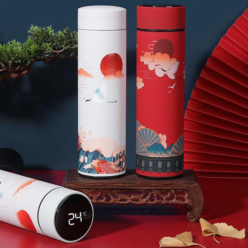 Intelligent Temperature Display Thermos Cup Chinese Style Trend Creative Water Cup Literary Male and Female Students Portable Tea Cup