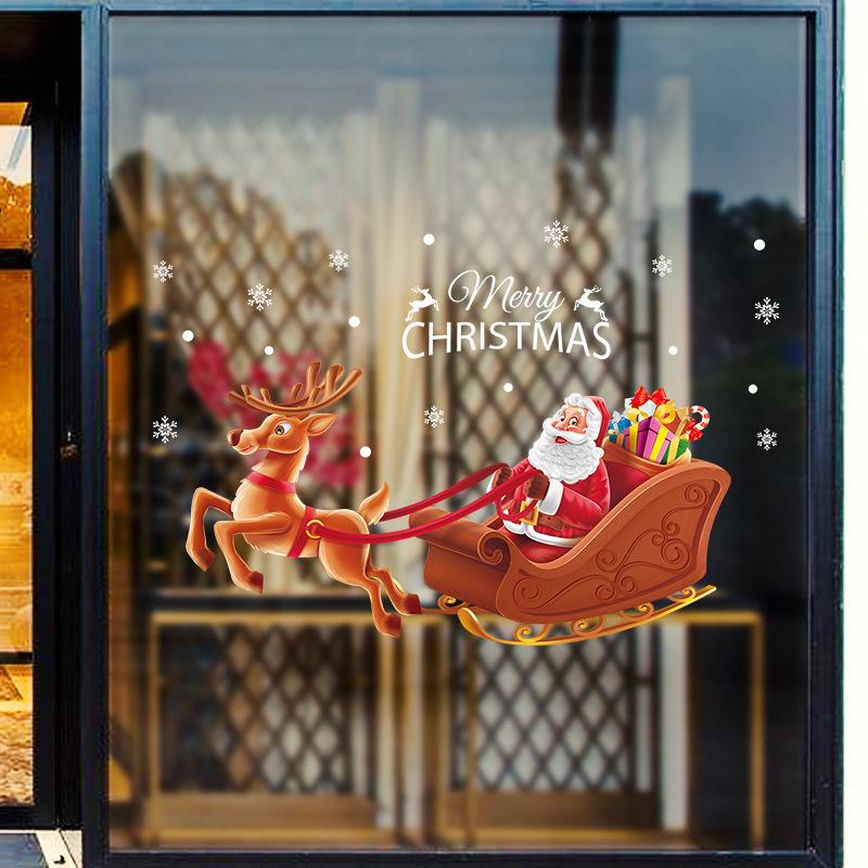 Double-sided joy sleigh Christmas wall stickers window glass doors windows background decorative