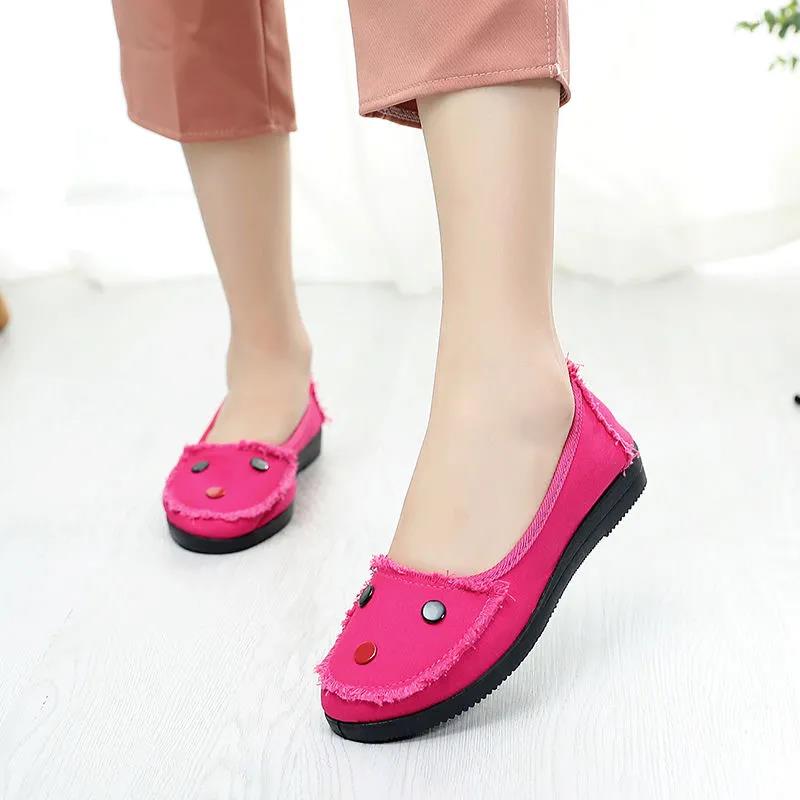 Old Beijing Cloth Shoes Women's Pedal Casual Flat Soft Sole Shoes Breathable Canvas Shoes Mother Shoes