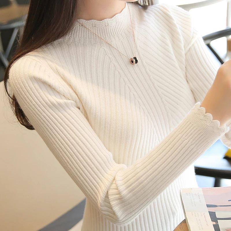 Plus Velvet Thick Sweater Autumn and Winter Sweater Female Long-sleeved Large Size Warm High Collar