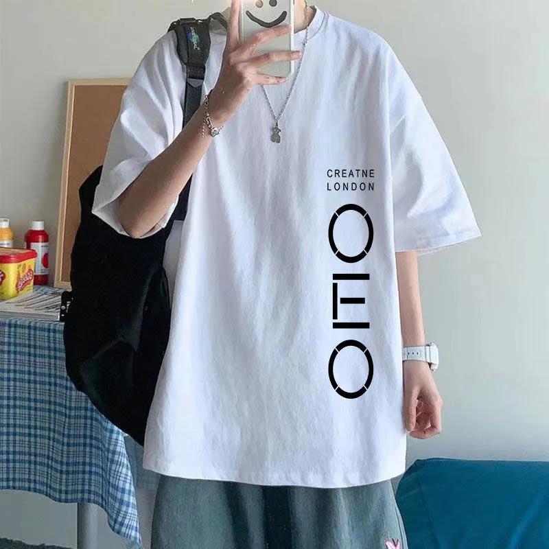 Letter Print T-shirts Hong Kong Trend Tees Oversized Soft Breathable Tops Summer Men O-neck Short Sleeve Casual Shirt