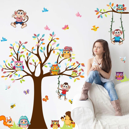 Owl tree animal party cartoon wall sticker children's room kindergarten decoration stickers