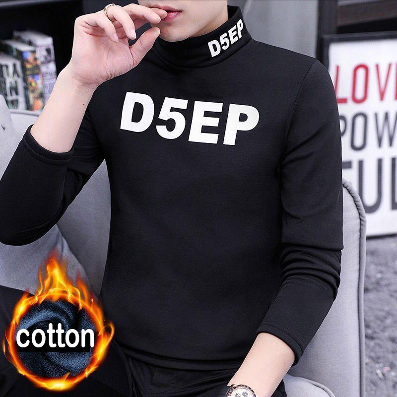 Long-sleeved T-shirt Men's Fashion Wild Sweater Men's Autumn and Winter Warm Slim Tops