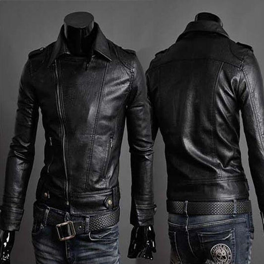 Spring and Autumn Leisure PU Men's Leather Slim Short Section Washed Motorcycle Leather Jacket Youth Thin Jacket