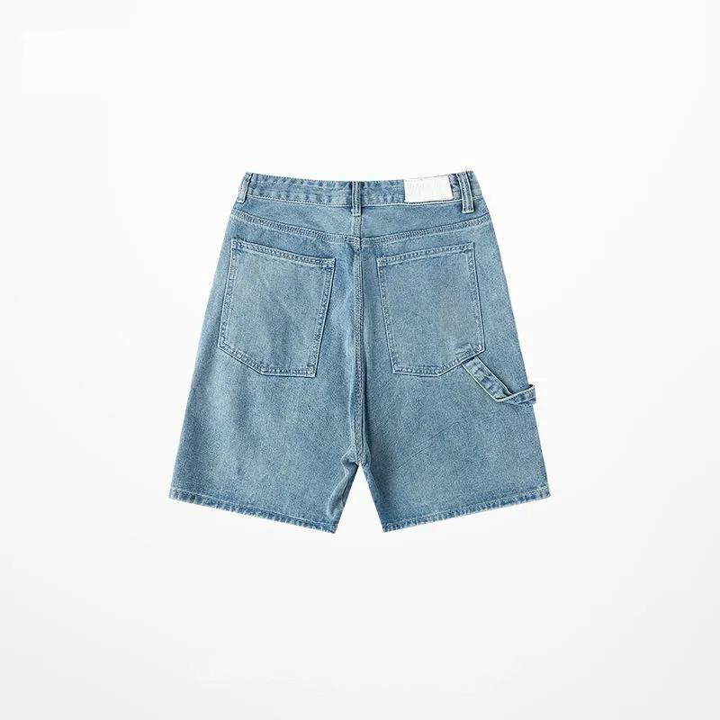 Hip-hop Denim Shorts Men's Summer Trend Wide-leg Loose Five-point Pants Washed Retro Daddy Pants