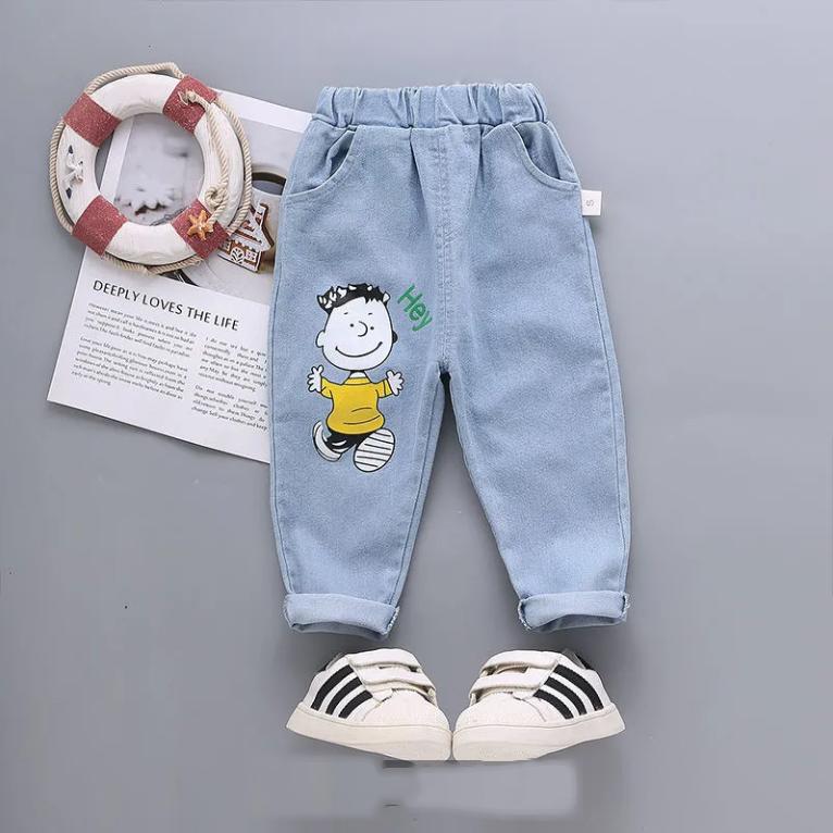 Children's Pants Summer Thin Stretch Jeans Korean Style Printing Smiling Face Leggings Boys' and Girls' Jeans