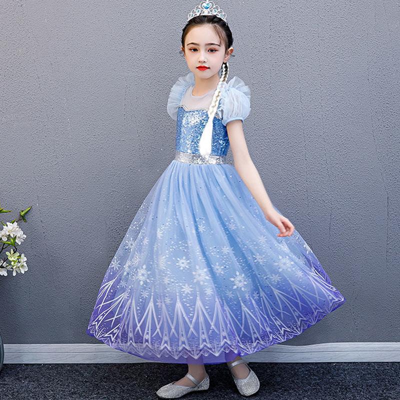 Girls Frozen Dress Aisha Princess Dress Summer Dress Children's Super Western Puffy Tulle Dress