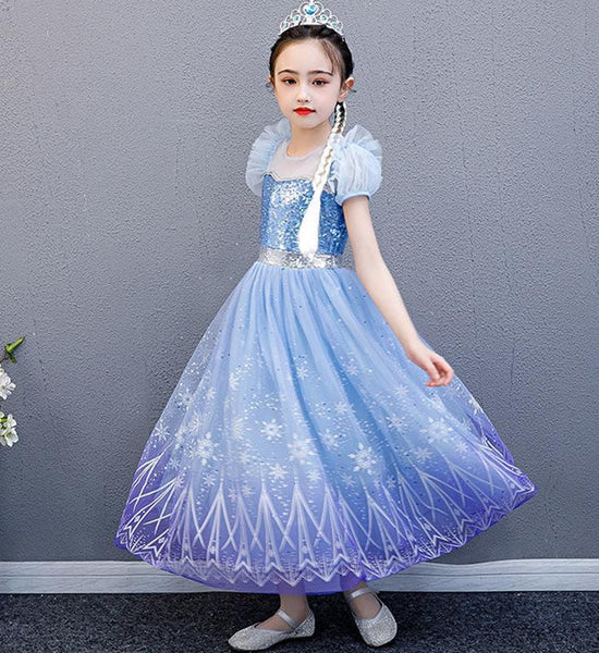 Girls Frozen Dress Aisha Princess Dress Summer Dress Children's Super Western Puffy Tulle Dress