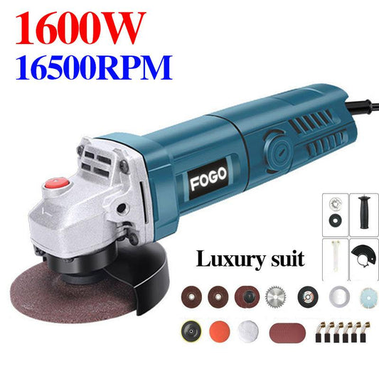 1600W Blue Knight Home Angle Grinder Deluxe Set Handheld Polisher Cutter Multi-function Electric Grinder