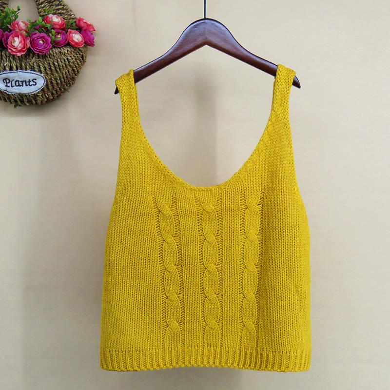 Autumn and Winter Women's V-neck Knitted Pullover Sleeveless Wild Vest with Retro Twist Bottoming