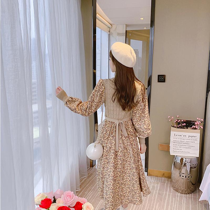 Autumn and Winter Corduroy Over-the-knee Dress Loose Plus Size Casual Base Skirt Fashion All-match Female Sweater Dress