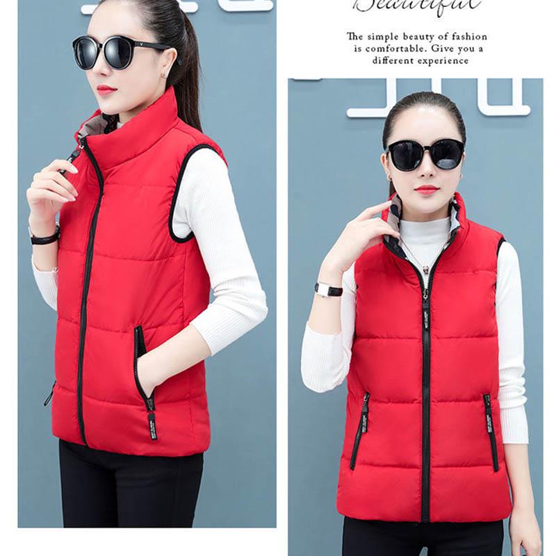 Two-sided Cotton Vest Women's Short Large Size Thick Winter Waistcoat Vest Jacket