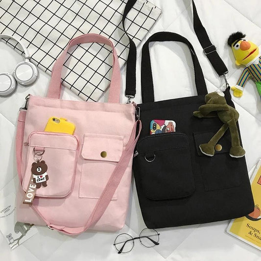 Canvas Bag Female Student Shoulder Bag Female Bag Korean Messenger Bag Handbag Large Capacity Tote Bag