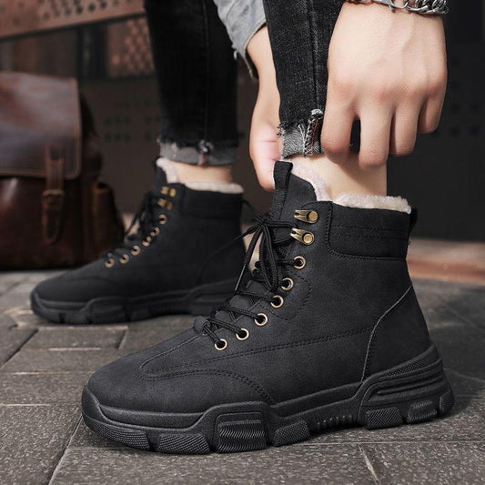 Snow Boots Men's Winter All-match High-top Snow Boots Cotton Shoes Warm and Velvet Thick Martin Boots