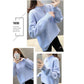 Autumn and Winter Loose Sweater Thick Korean Knit Jacket Half High Collar Casual Girl Student's Top