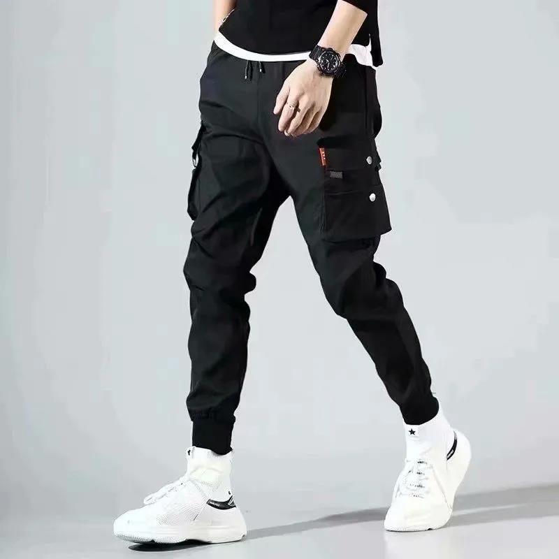 Men's Pants Overalls All-match Trendy Spring and Summer Cropped Pants Student Functional Wind Thin Casual Pants