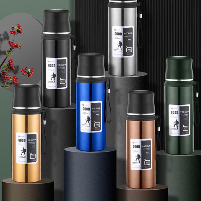 0.6/0.8/1/1.2/1.5L Stainless Steel Vacuum Flask Coffee Tea Water Bottle Travel Sports Household Water Bottle Coffee Milk Cup