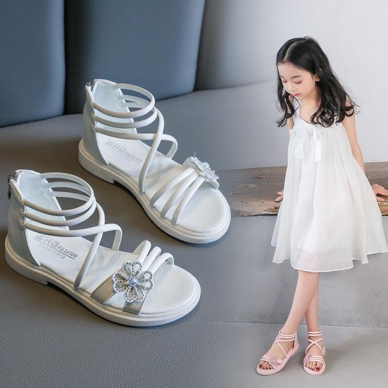 Summer Girls' Shoes Children's Fashion Leather Sandals  Children's Soft-soled Bow Princess Shoes  Student Beach Shoes