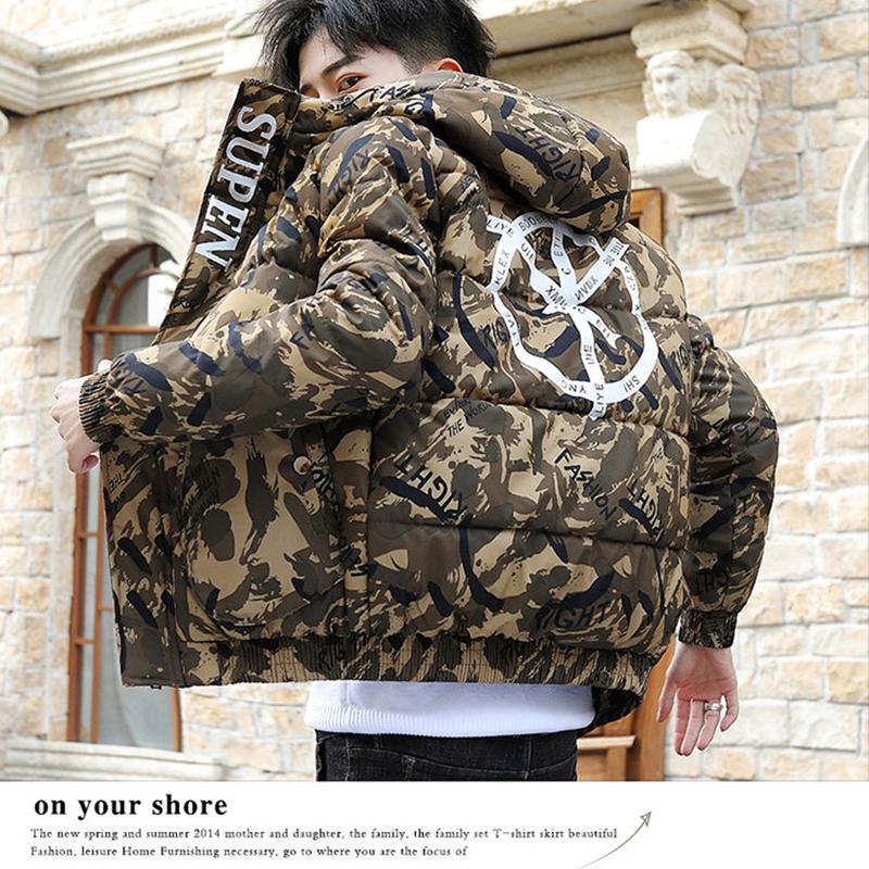 Winter Men's Jacket Fashion Trend Camouflage Cotton Coat Handsome Plus Velvet Thick Warm Winter Clothes