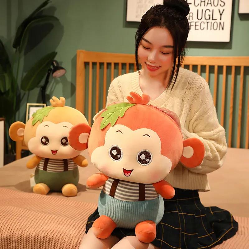 Children's Plush Toys Cute Strap Pants Striped Clothes Little Monkey Lovely Plush Doll Sleeping Pillow Children's Birthday Present