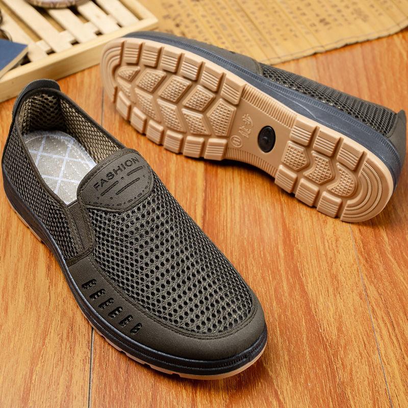 Spring Summer Cloth Shoes Men's Breathable Casual Canvas Shoes Tendon Soles Deodorant Breathable Lazy Net Shoes