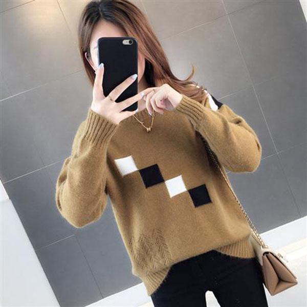 Knitted Loose Sweater Fashion Simple Bottoming Shirt Long Sleeve Casual Young Women's Top