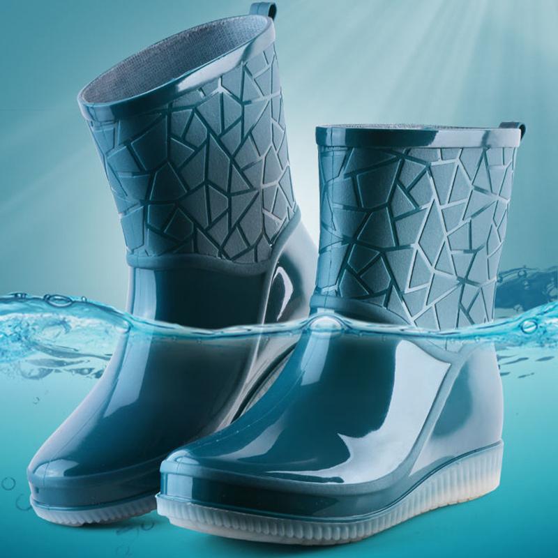 Fashion Ladies Rain Boots Adult Mid-low Rain Boots Non-slip Wear-resistant Wild Thick Water Boots Working Women Overshoes