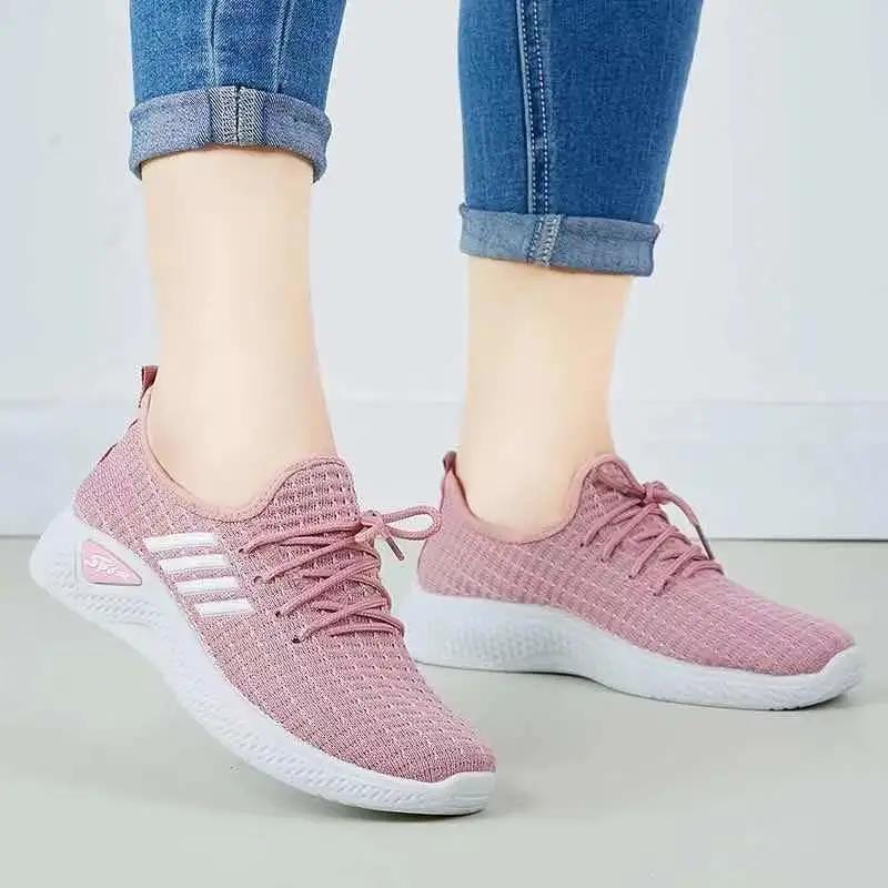 Sports Shoes Women's Breathable Flying Woven Sneakers Hollow All-match Mesh Running Sneakers