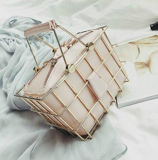 Fashion Designer Women Handbags 2019New High -Quality Pu Leather Women Bag Iron Basket Square Bag C