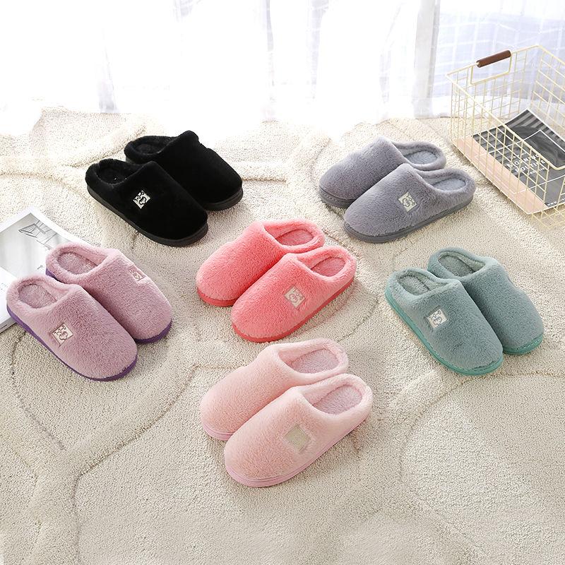 Women's Winter Couple Home Cotton Slippers Thick-soled Non-slip Warmth Month Shoes Indoor Wool Slippers