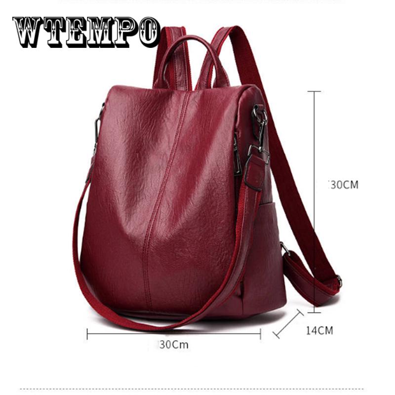 Women Backpack Leather School Bags for Teenager Girls Female Preppy Style Small Backpack