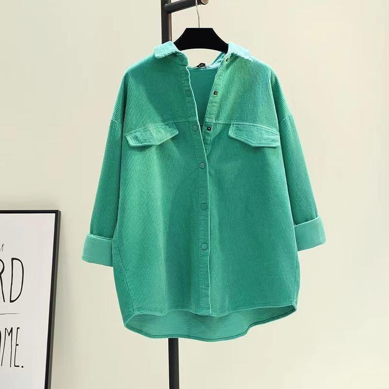 Mid-length Corduroy Shirt Women's Spring and Summer Thickened Double-pocket Shirt Coat Cardigan