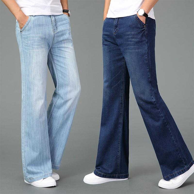 Mens Bell-Bottoms Jeans 60s 70s Flares Denim Pants Vintage Retro Wide Leg Trousers Slim Fit