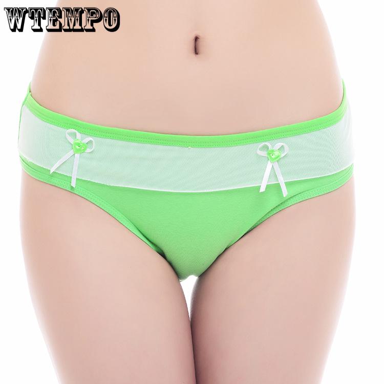 Woman Underwear Cotton Panties Cute Bow Solid Girls Briefs Ladies Knickers Lingerie 6 pcs/Lot