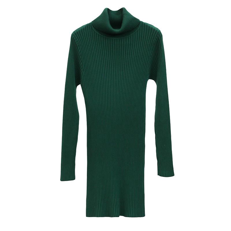 Autumn Winter Women Knitted Dress Turtleneck Sweater Dresses Lady Slim Bodycon Long Sleeve Bottoming