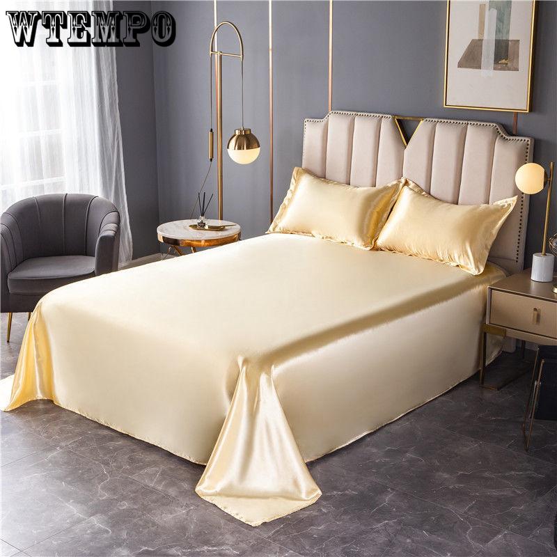 1.8m/2m Queen King Bed Sheet Summer Washable Ice Silk Sheets Silky Bedding