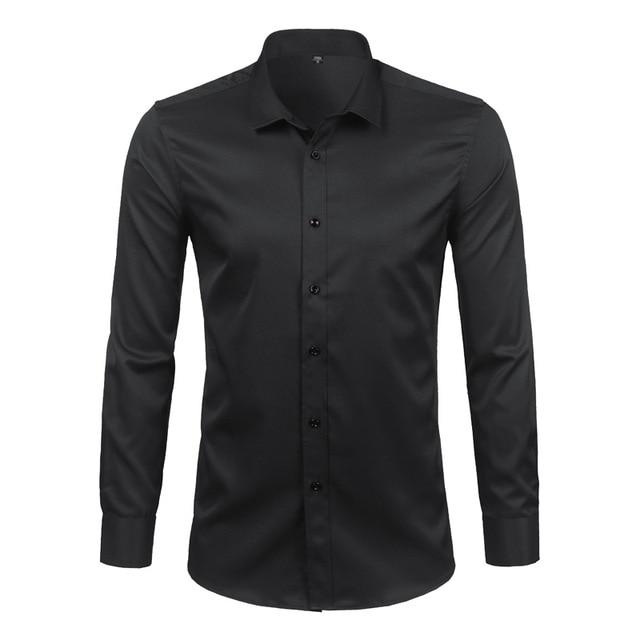 Men's Comfortable Bamboo Fiber Dress Shirts Casual Slim Fit Long Sleeve Male Social Shirts