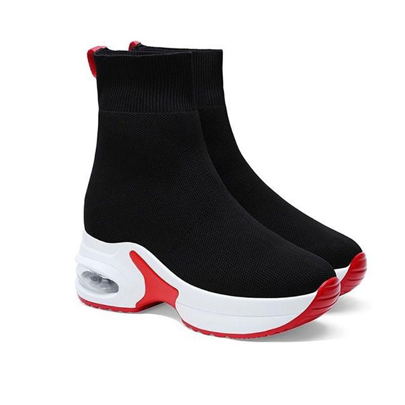 Inner Increase Women's Shoes Boots Spring and Autumn Women's Boots Stretch Knit Sports Casual Socks Short Boots Mid-tube Single Boots