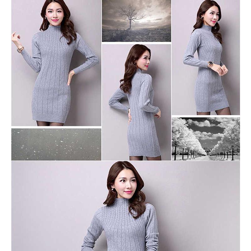 Medium Long Sweater Was Thin High Collar Sweater Warm Thick Large Size Sweater Cashmere Sweater