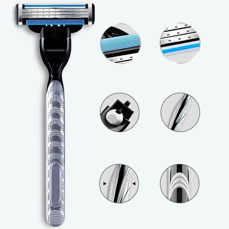 Men's Manual Razor Facial Hair Cleaner Manual Double-sided Knife Holder 5 Layers Induction Blade