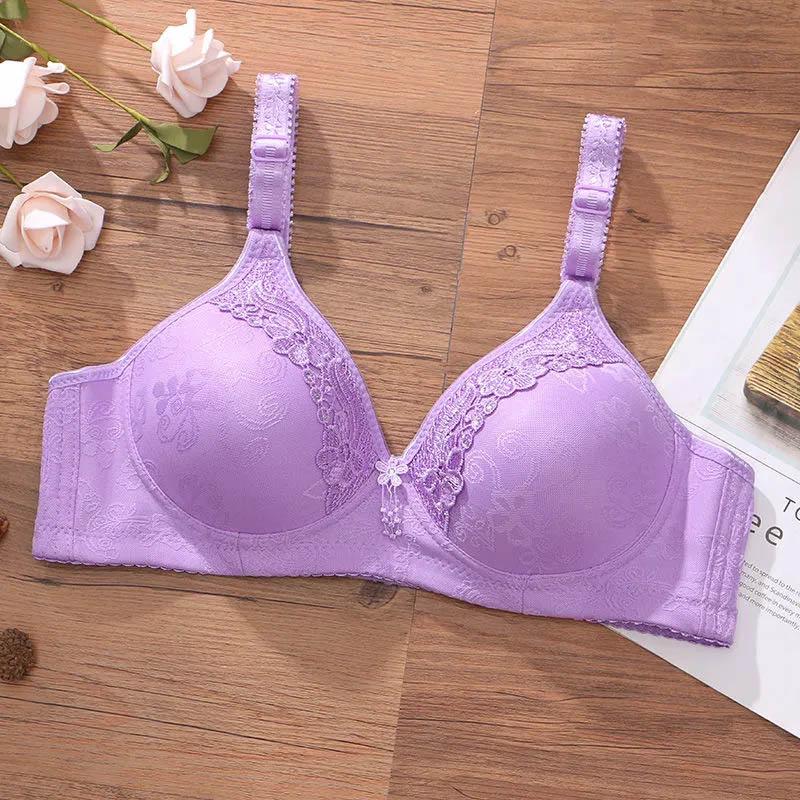 Large Size Thin Section No Steel Ring Women's Underwear Gathered Adjustable Bra Comfortable Upper Support Anti-sagging Soft Skin-friendly Bra