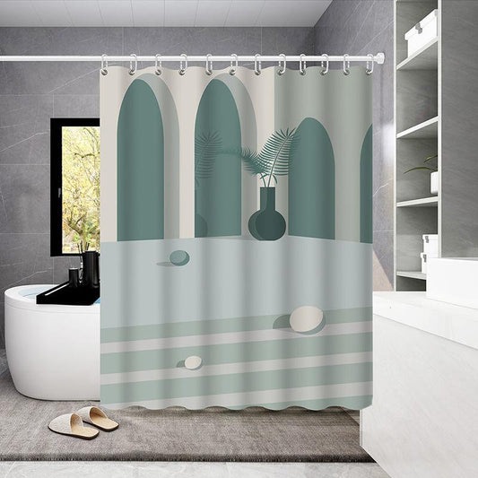 Bathroom Shower Curtain 150*180cm Waterproof Cloth Bathroom Shower Curtain Hanging Curtain Thickening Mold-proof Partition Curtain Free Perforation