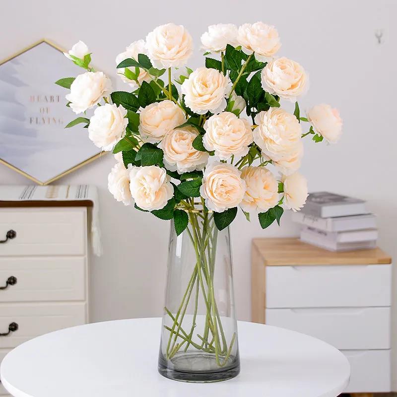 Nordic Simulation Peony Flower Bouquet Home Living Room Floor Decoration Dried Flowers Fake Flowers Silk Flower Ornaments