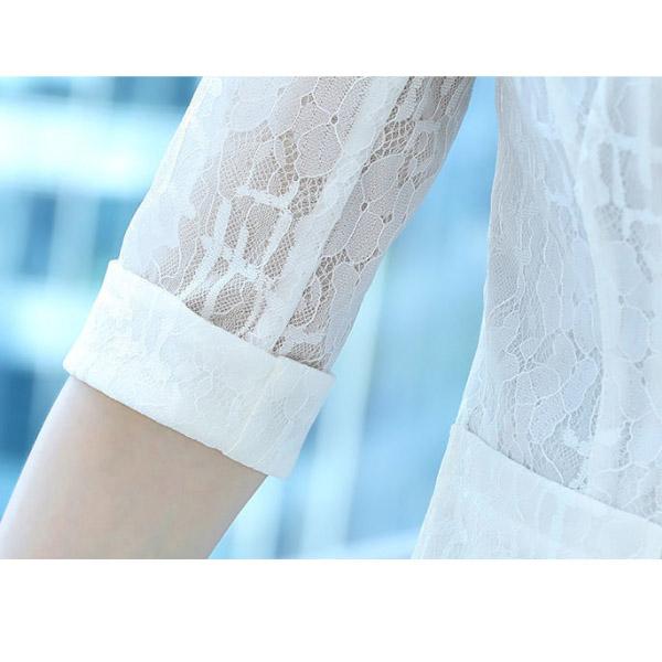 Women's Spring and Summer Style Casual Short White Sun Protection Clothing Jacket with A Thin Lace Suit