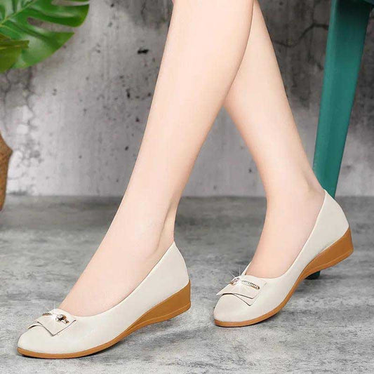 Peas Shoes Women's Spring and Autumn Flat Shoes Wedge Mother Shoes Slip-on Shoes