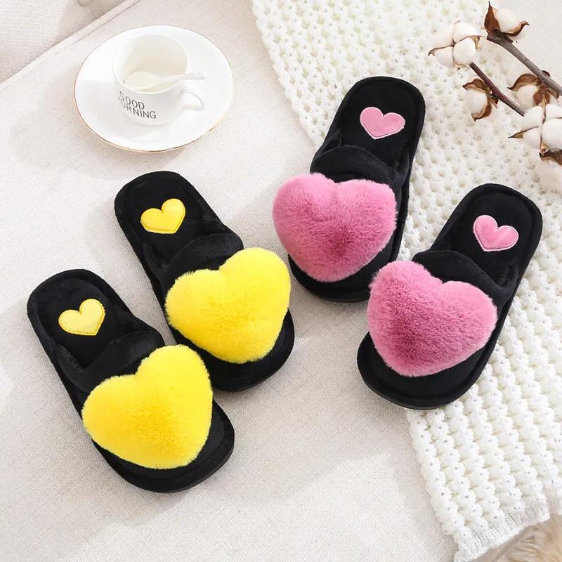 Autumn and Winter Pure Cotton Slippers Big Love Indoor Non-slip Soft-soled Shoes Warm Simple and Comfortable Casual Plush Cotton Shoes