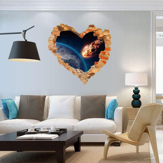 3D love cracked wall bedroom living room background wall sticker waterproof removable