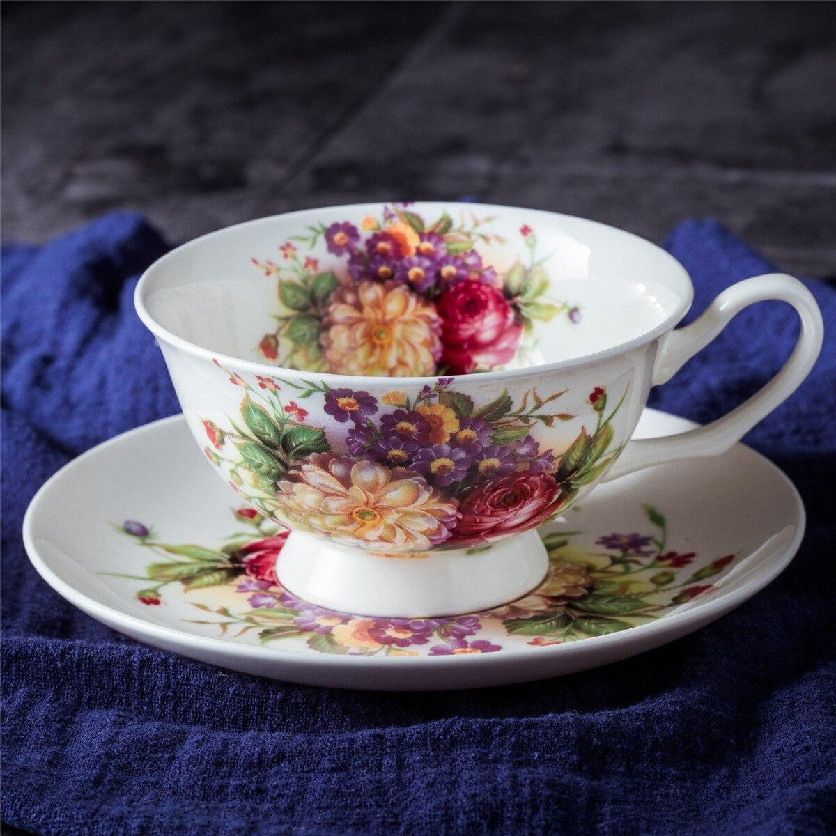 English Ceramic Coffee Cup and Saucer Set European Style Afternoon Tea Set Creative Ceramic Simple Household Red Tea Cup