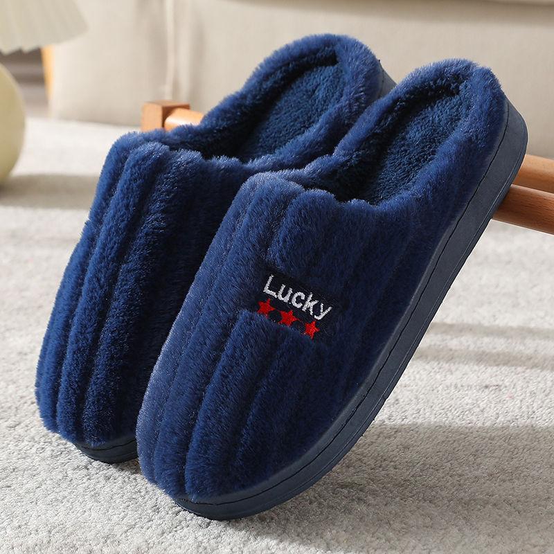 Cotton Slippers Couple Women Winter Home Indoor Warmth Non-slip Thick-soled Shoes Men's Slippers